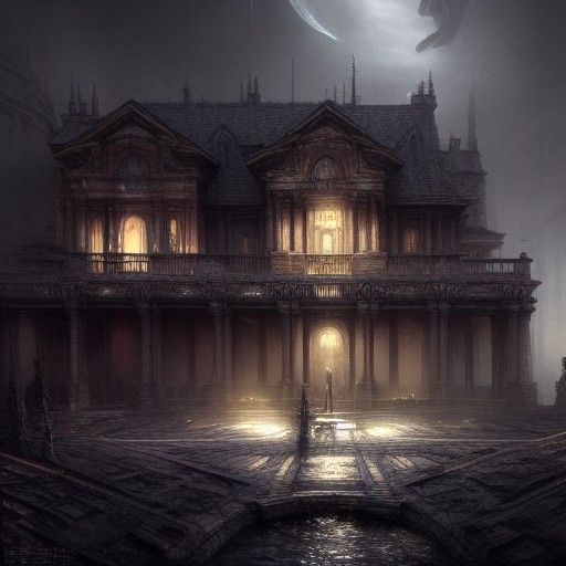 Darkwave Spooky House Digital Matte Painting