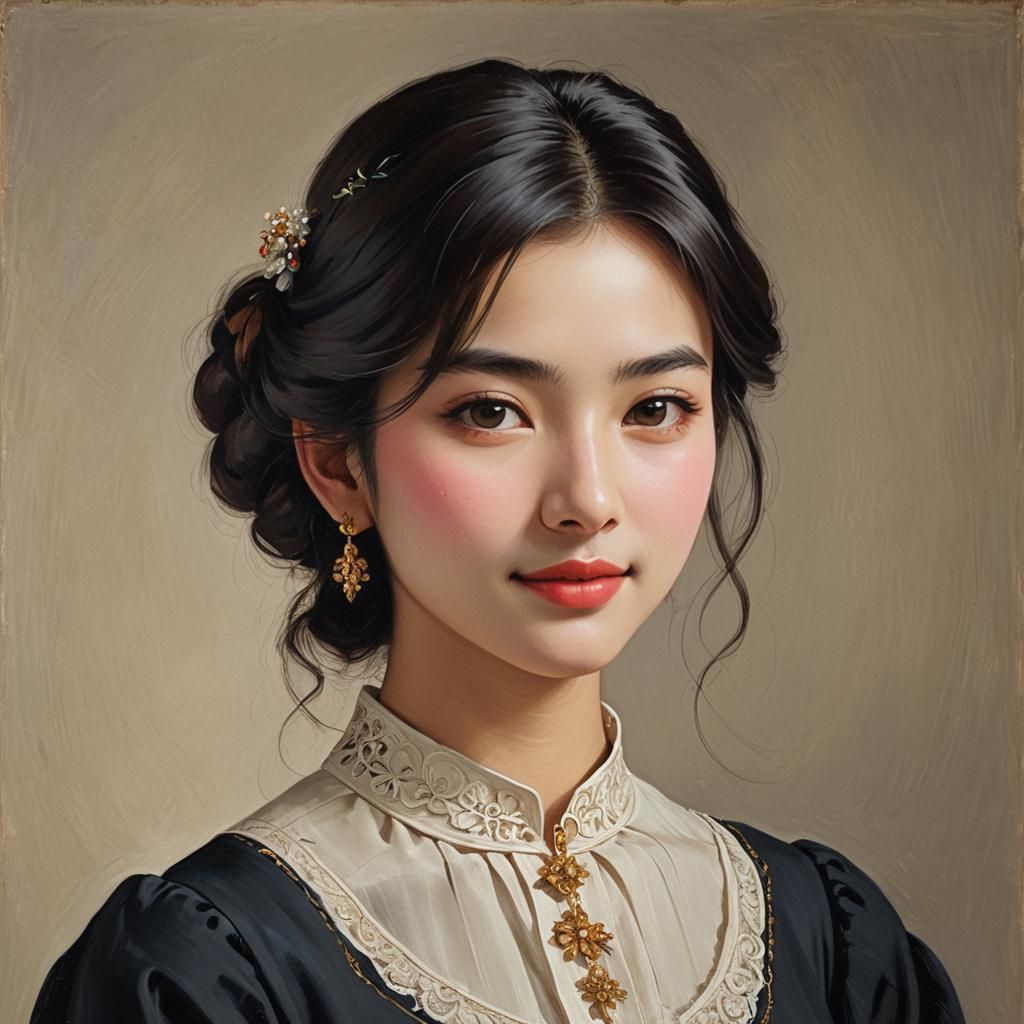 Portrait of a Youthful Student in Hyperdetailed Style