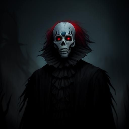 Eerie Skeleton Clown in Dark Fantasy Style