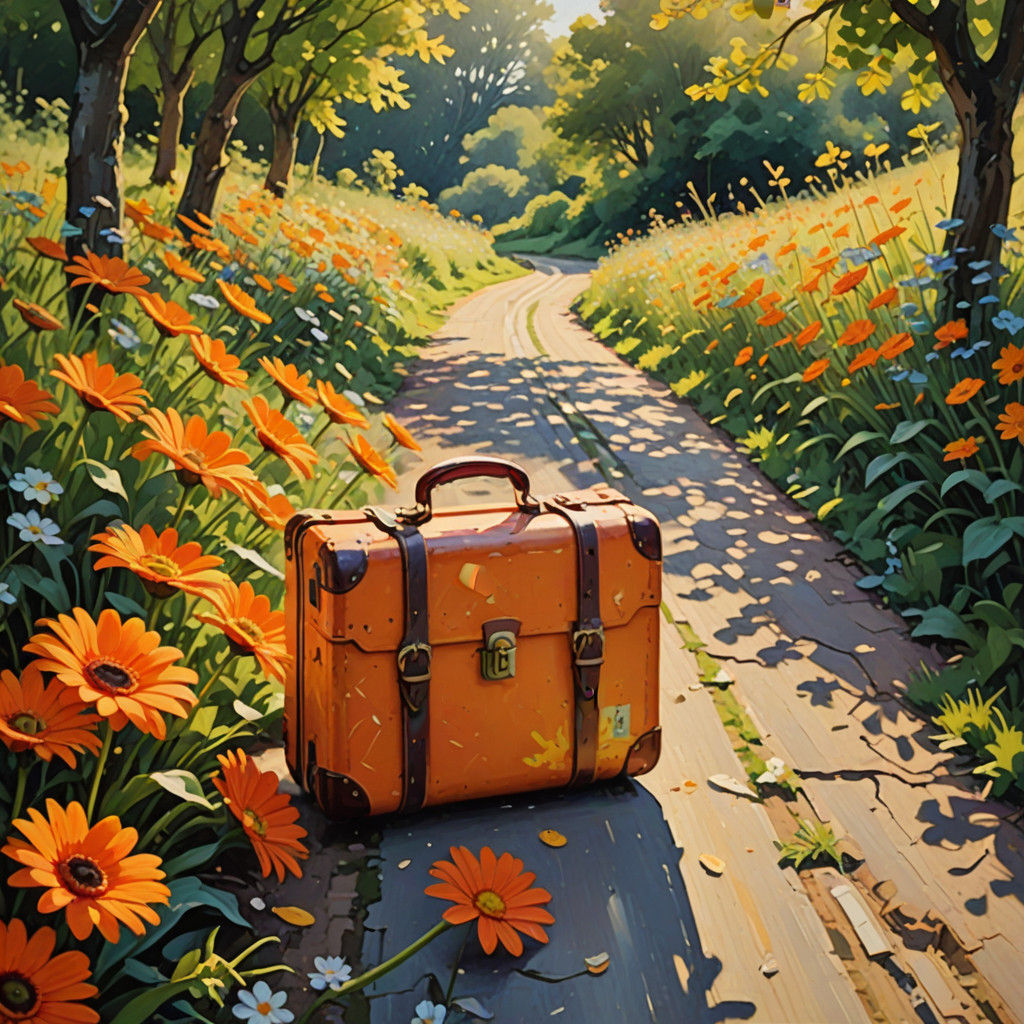 Whimsical English Country Lane Scene with a Happy Daisy