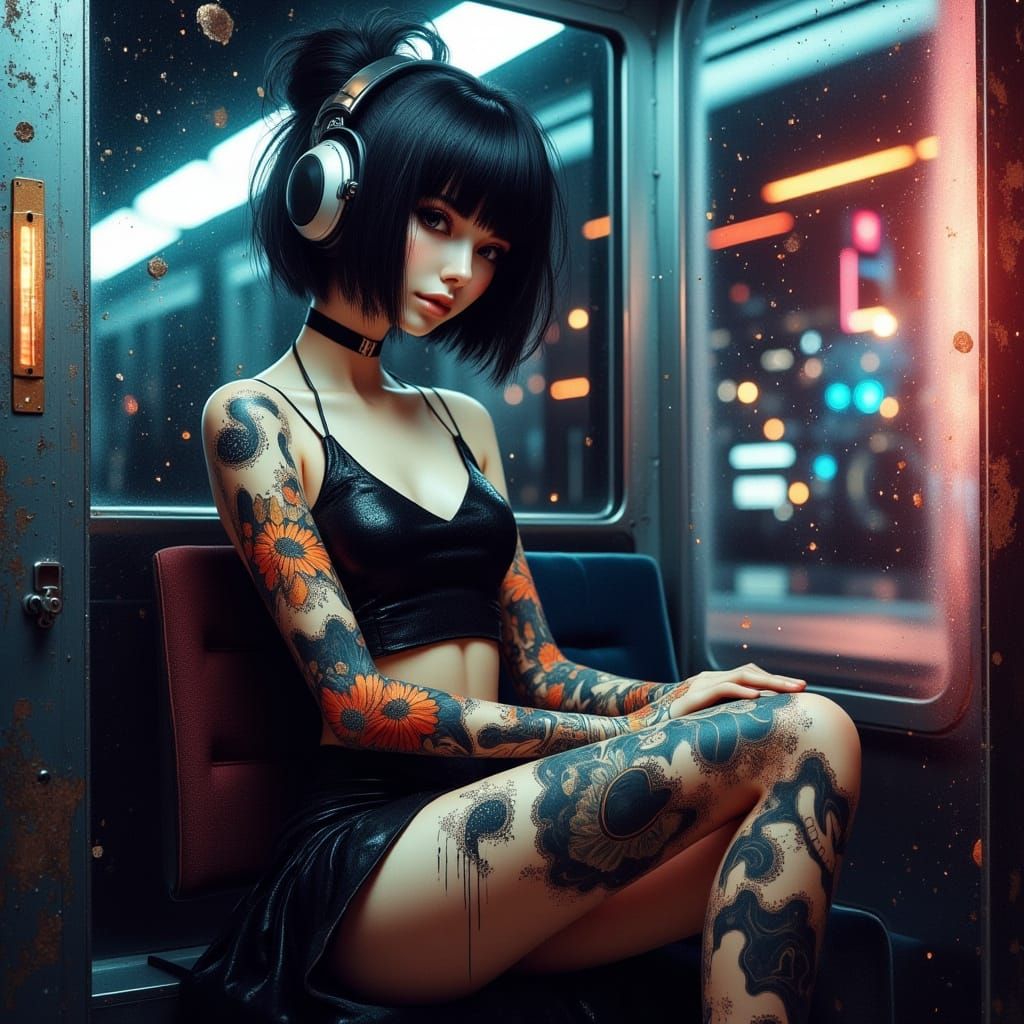 Anime style woman with layered hair...