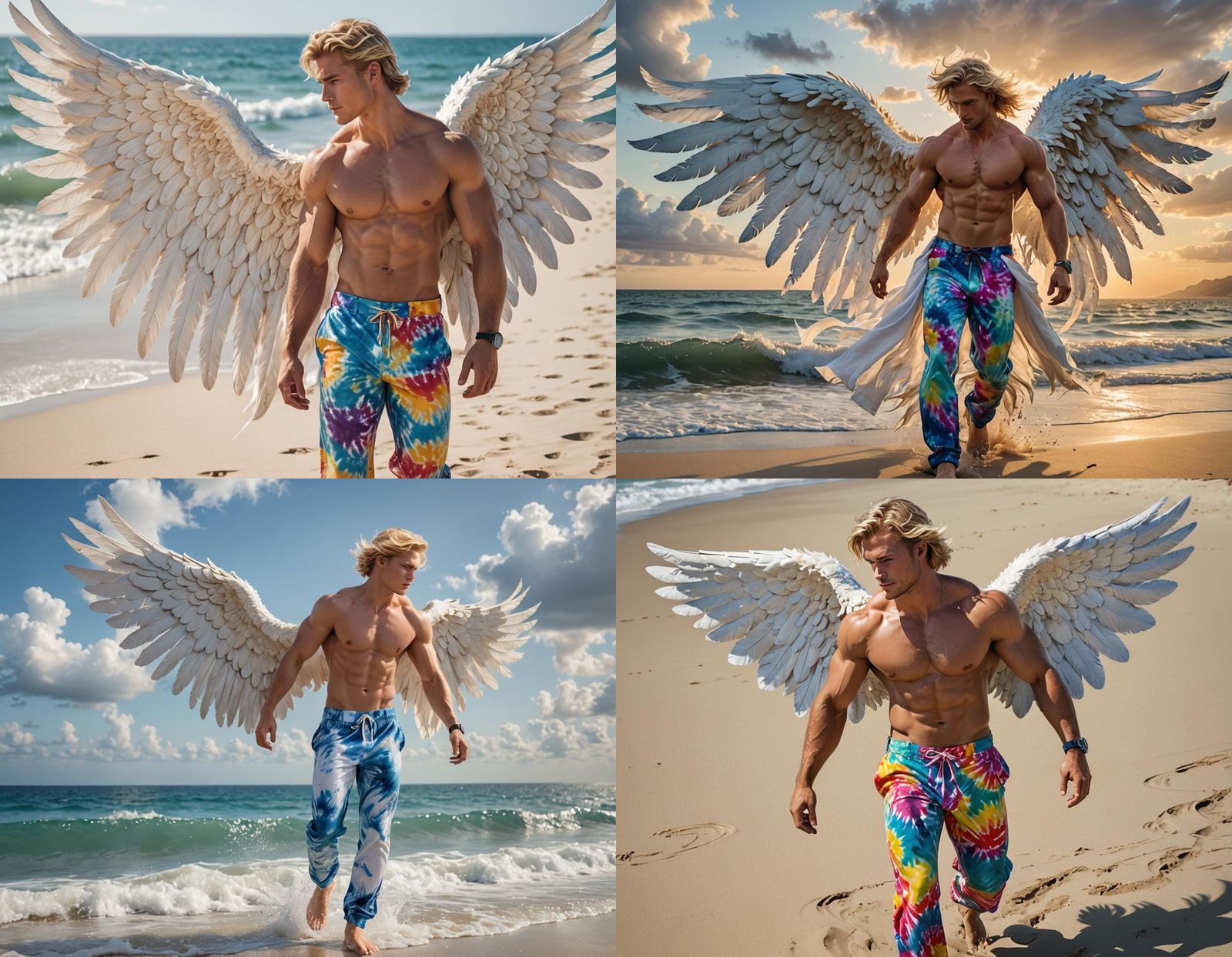 Man with Angel Wings Steps into Sky