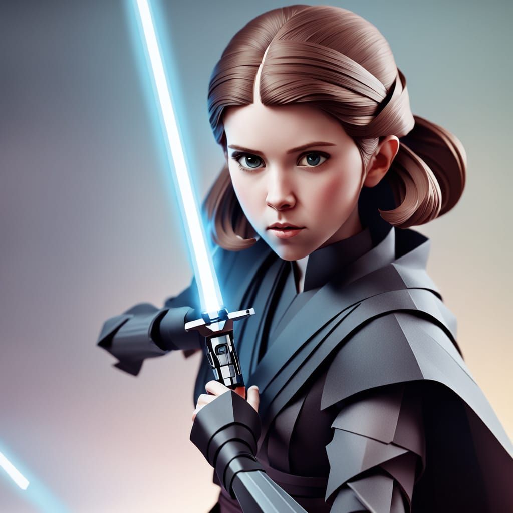 Anna Kendrick as Jedi in Origami Papercraft Style