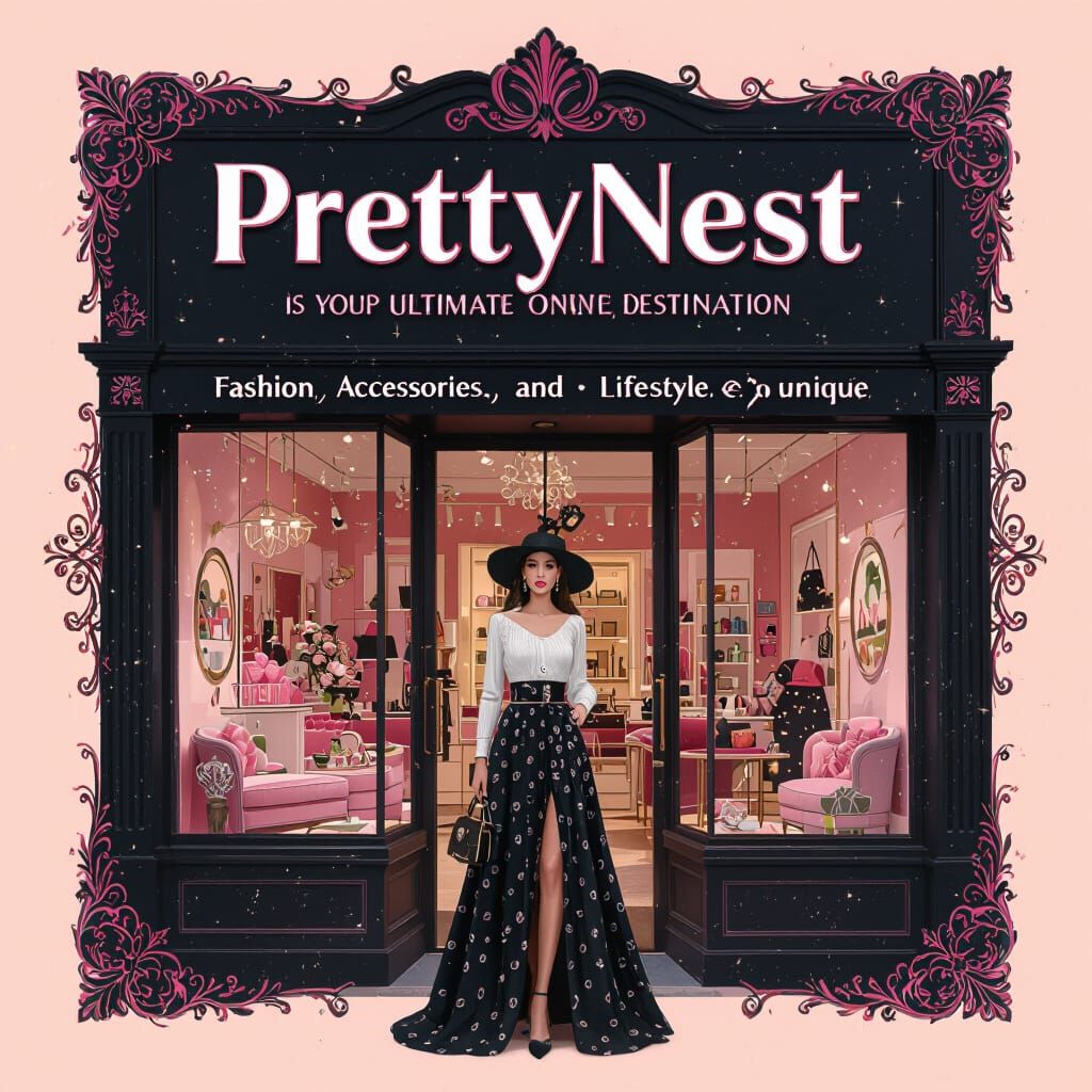 Chic Nest Logo & Poster in Black and Pink