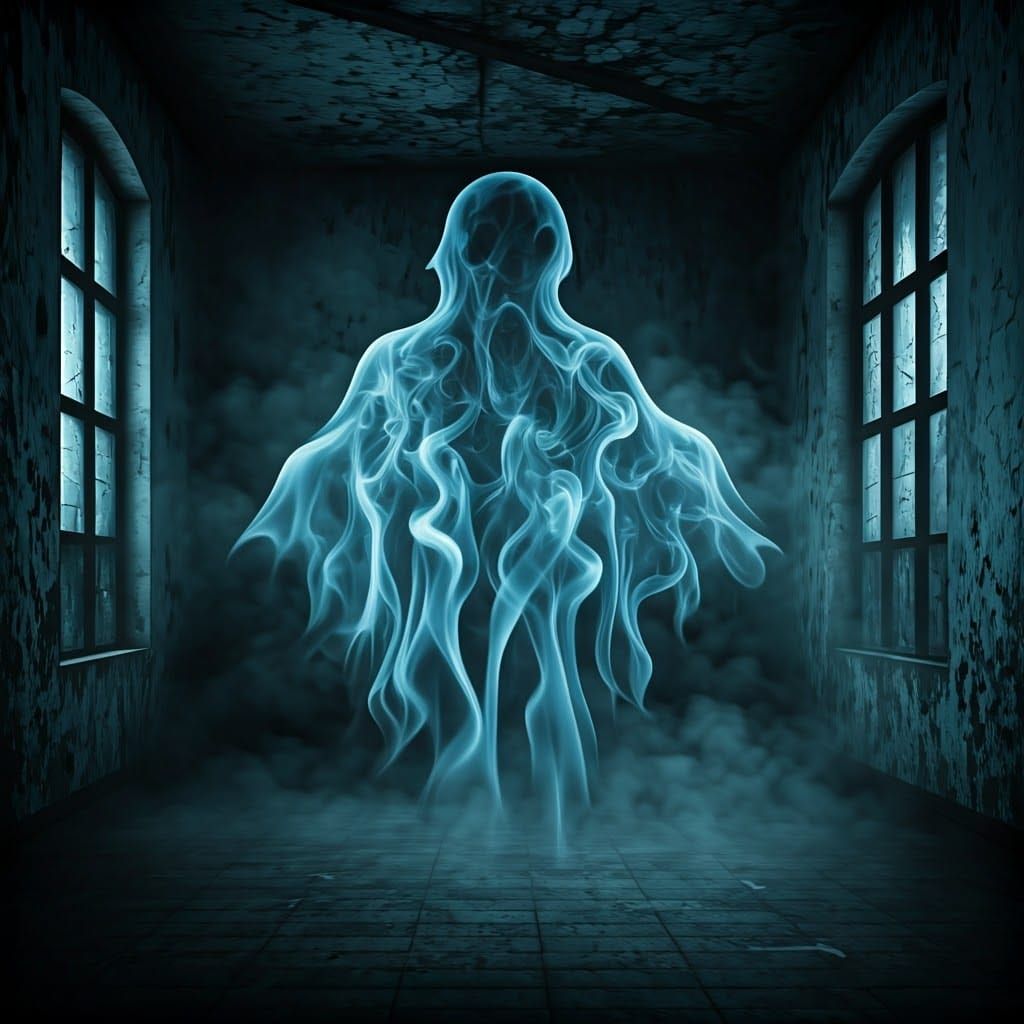 Ethereal Smoke Ghost in Haunted Room