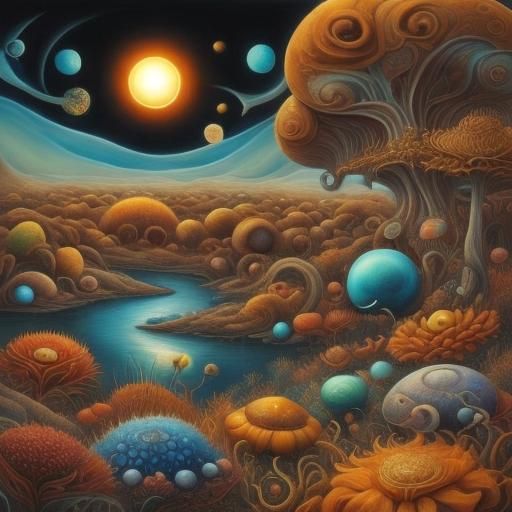 Surreal Sun in Dark Fantasy Style