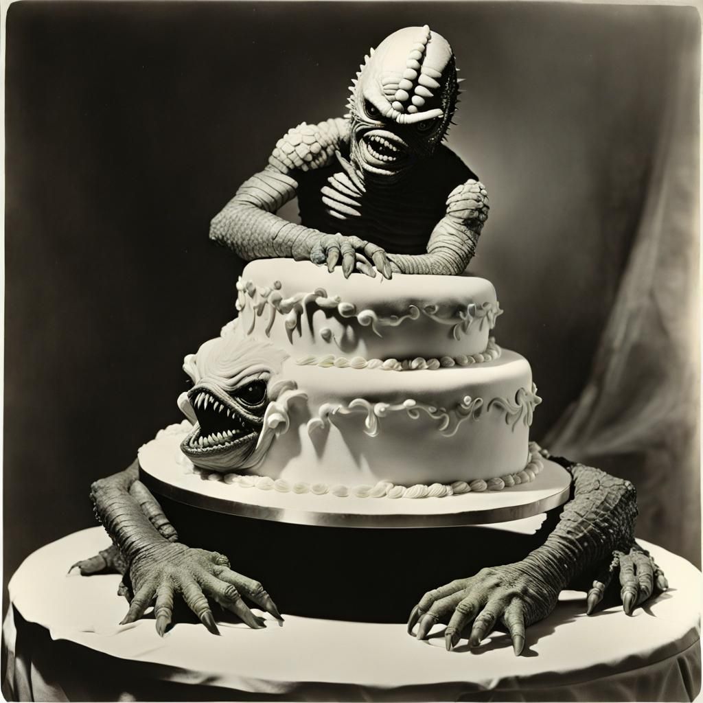 Wedding Cake for a Bride and Creature, Fantasy Art