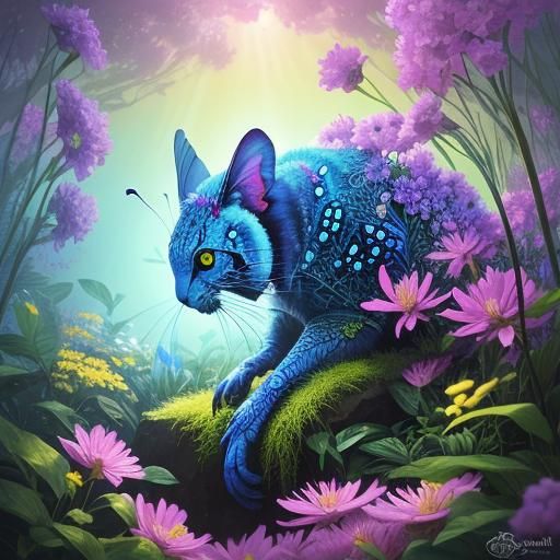 Glowing Egg in Fluorescent Garden: Hyperrealistic Fantasy