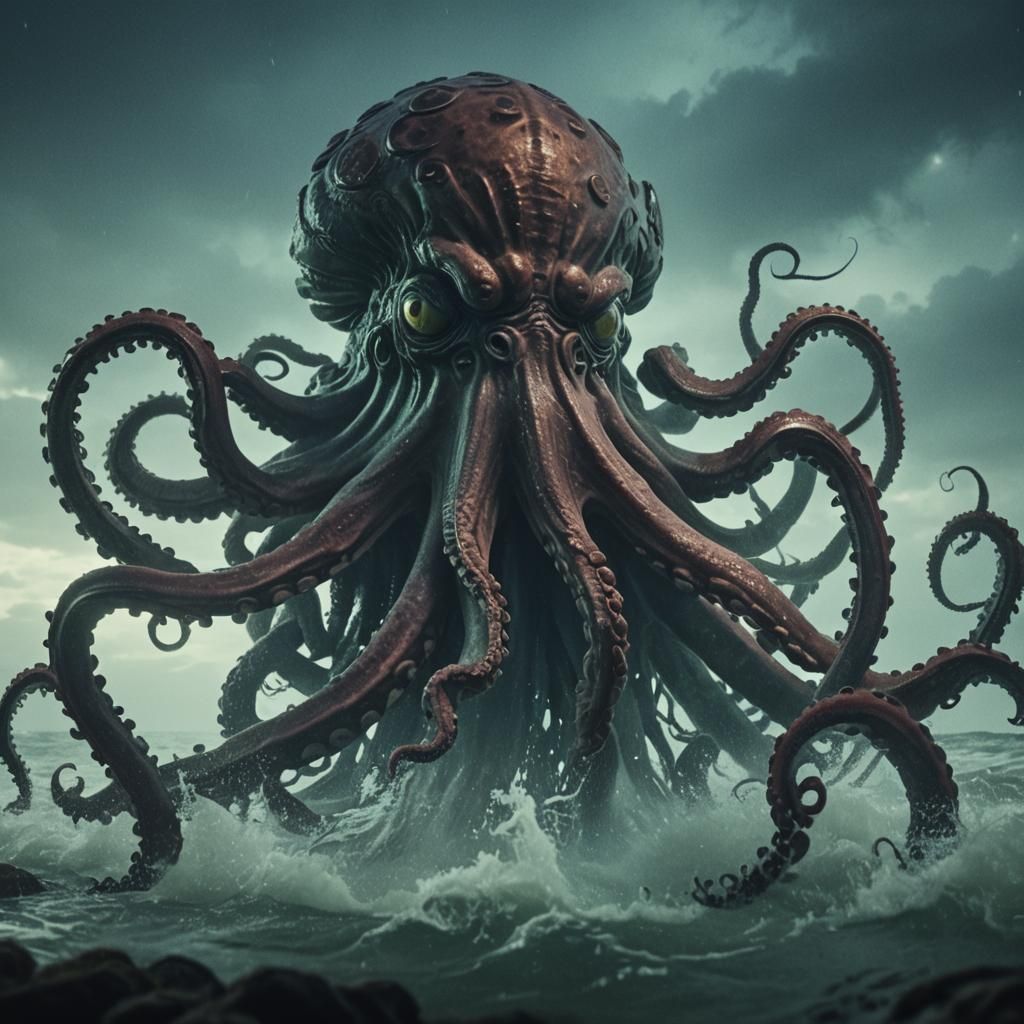 Dramatic Kraken in Cinematic Film Style