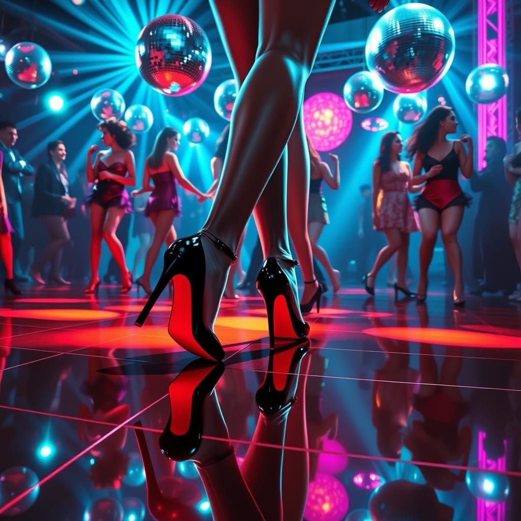 Dazzling Disco Dance Scene in Art Deco Futurism