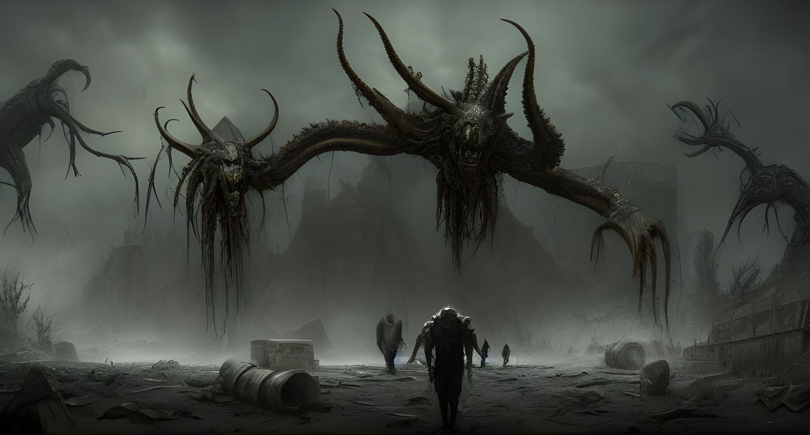 Dark Post-Apocalyptic World Ruined by Lovecraftian God