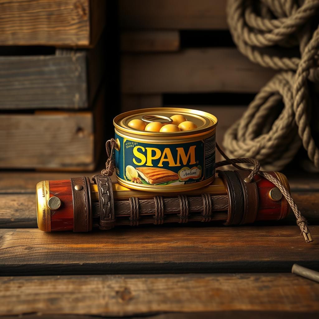 Golden Spam Can Merged with Wooden Flute