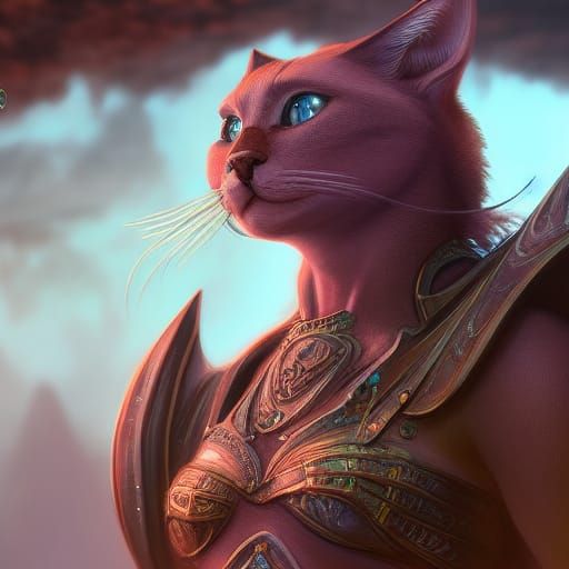 Detailed Female Tabaxi Fantasy Concept Art