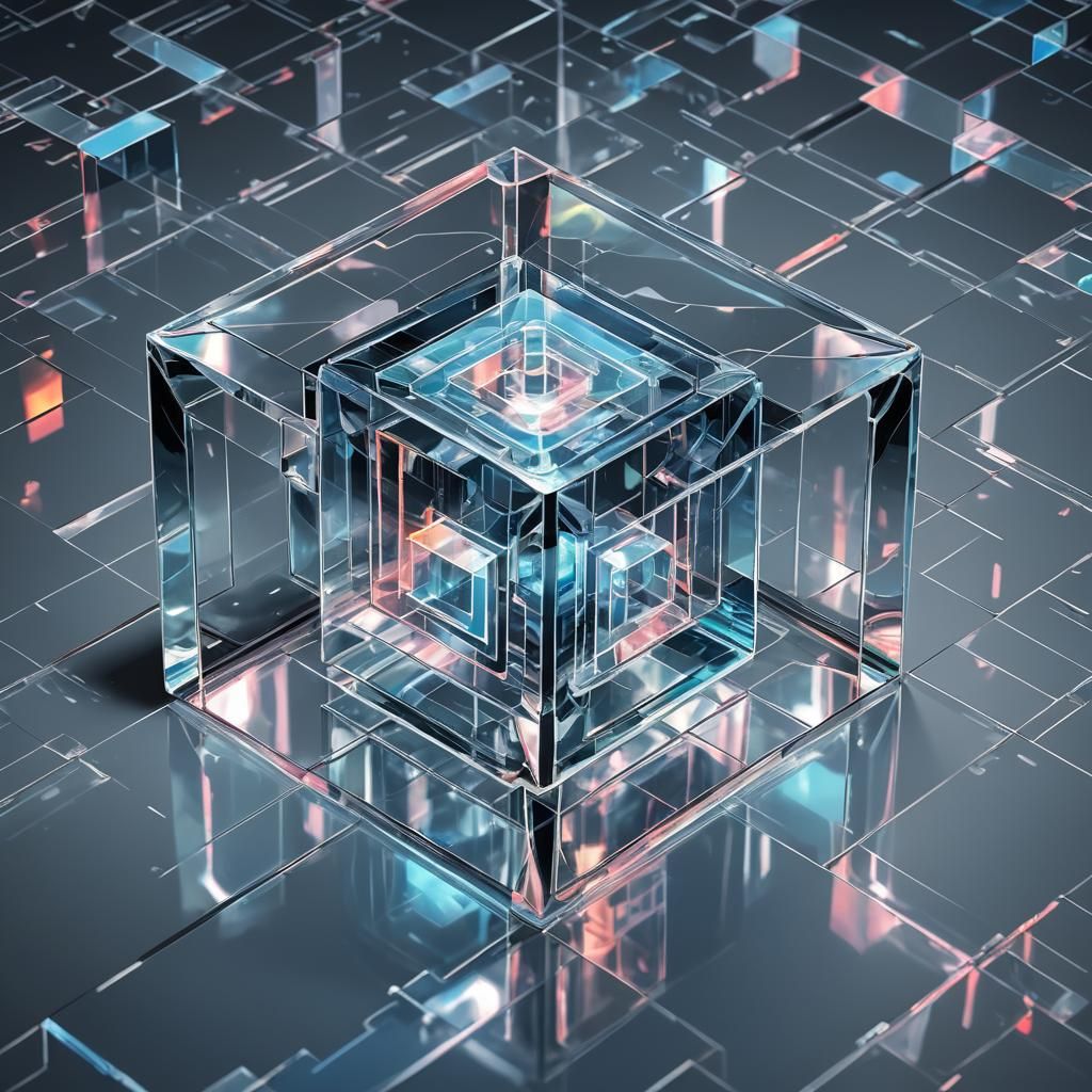 Isometric Cuboid Projecting Hologram in Electric Style