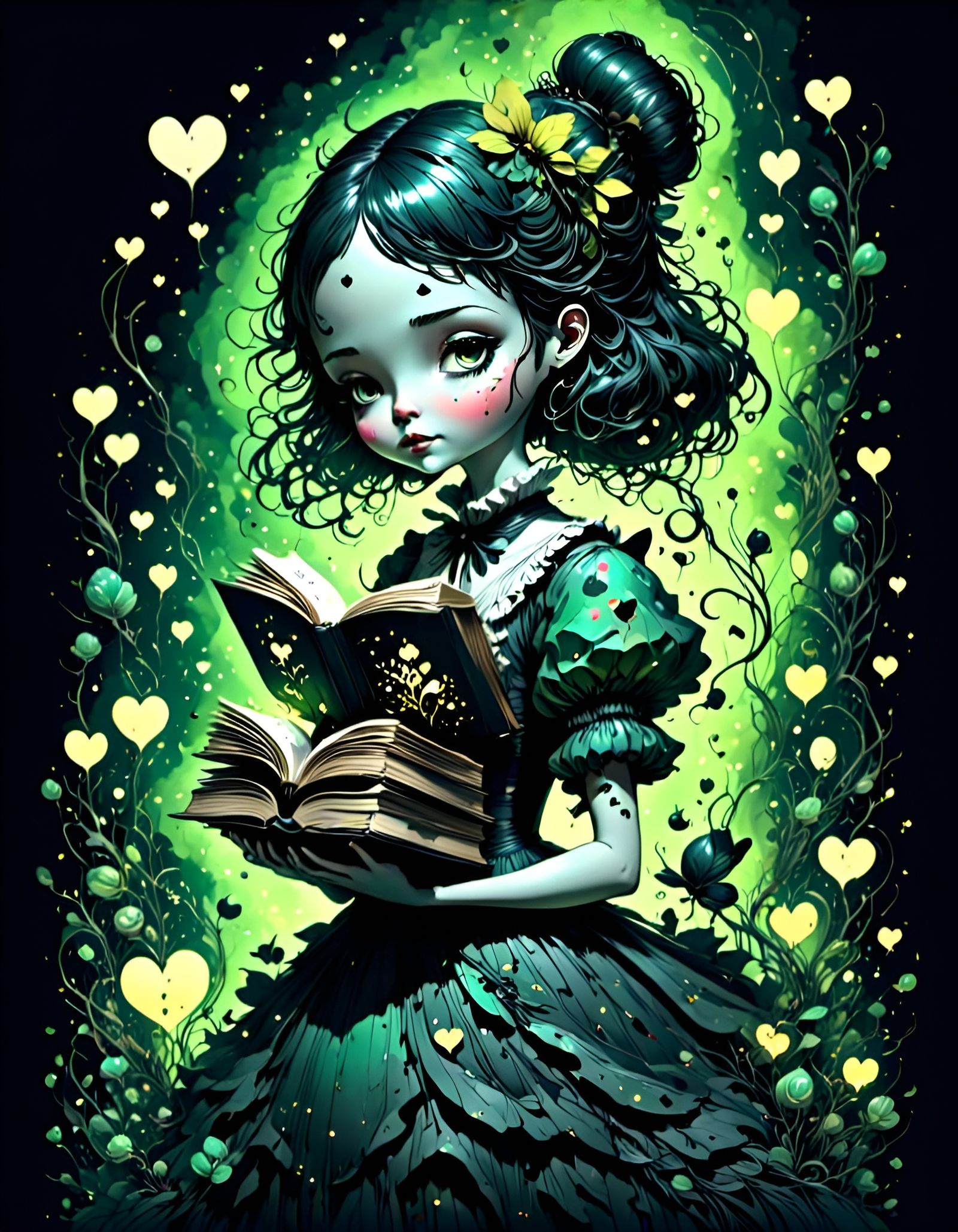 Alice in Wonderland Ornament Portrait with Books