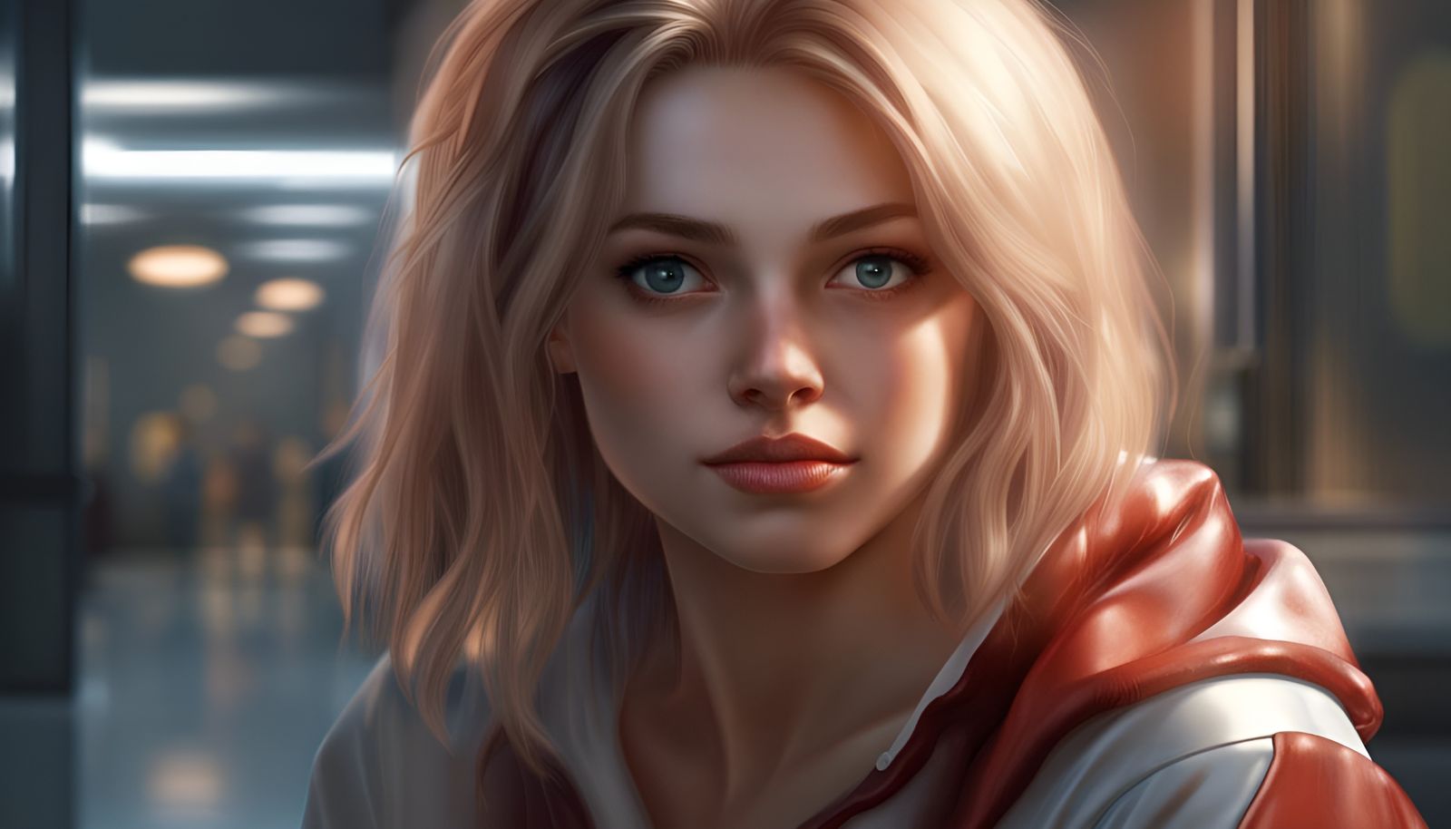 Power Girl Portrait in Realistic Shaded Style