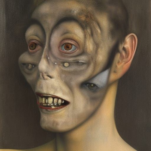 Surreal Teeth in Impasto Oil Painting Style