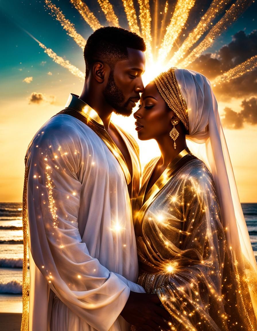 white robes Gold glitter dust