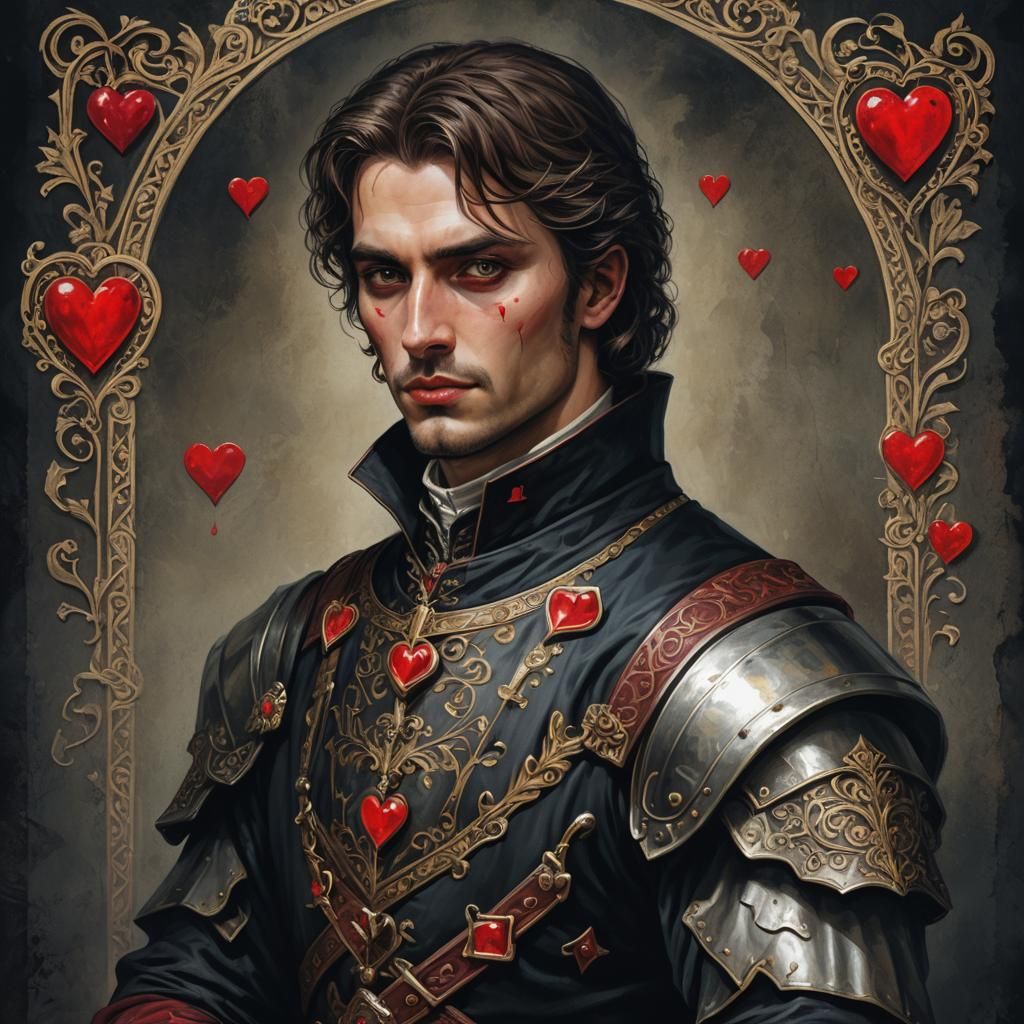 Knave of Hearts Portrait in Dark Medieval Style