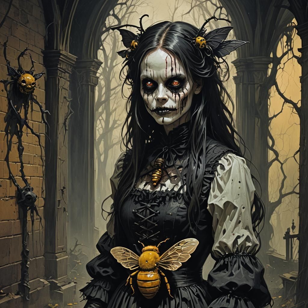 Gothic Honey: A Creepy Horror Image