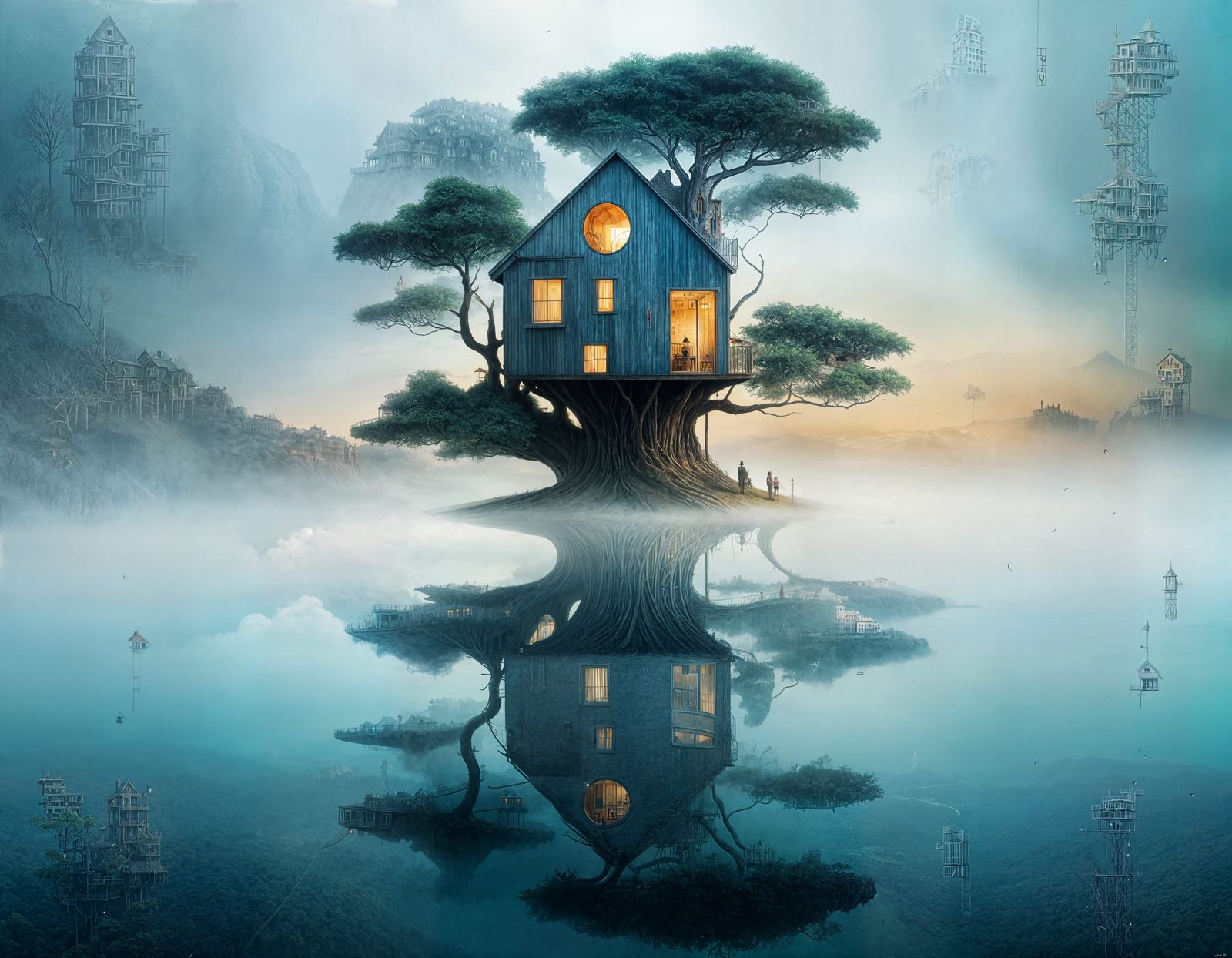Surreal Treehouse Hotel in Dreamlike Atmosphere