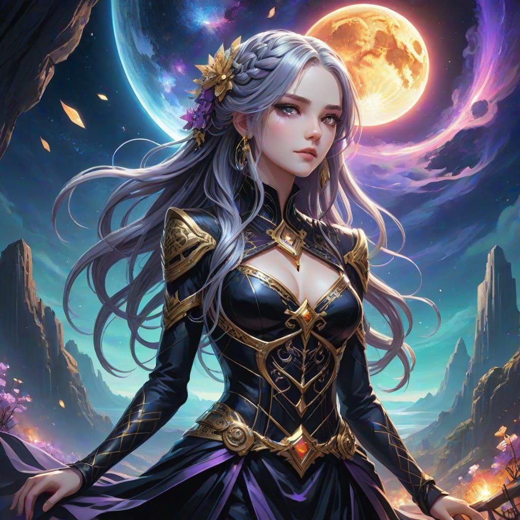 Ethereal VTuber in Luxurious Evening Gown