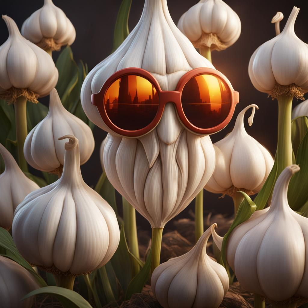 Cartoon Garlic Character in Detailed Digital Painting