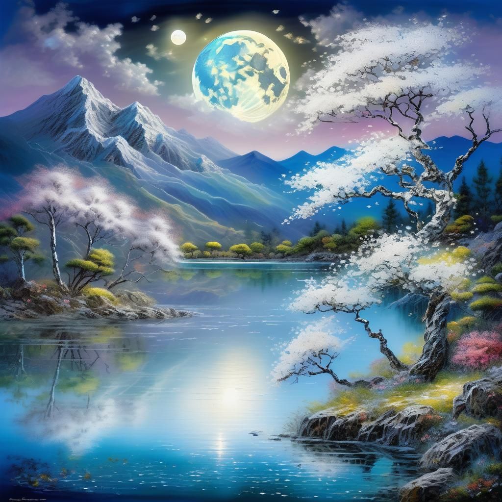 Mountain Lake Paradise in Japanese Style