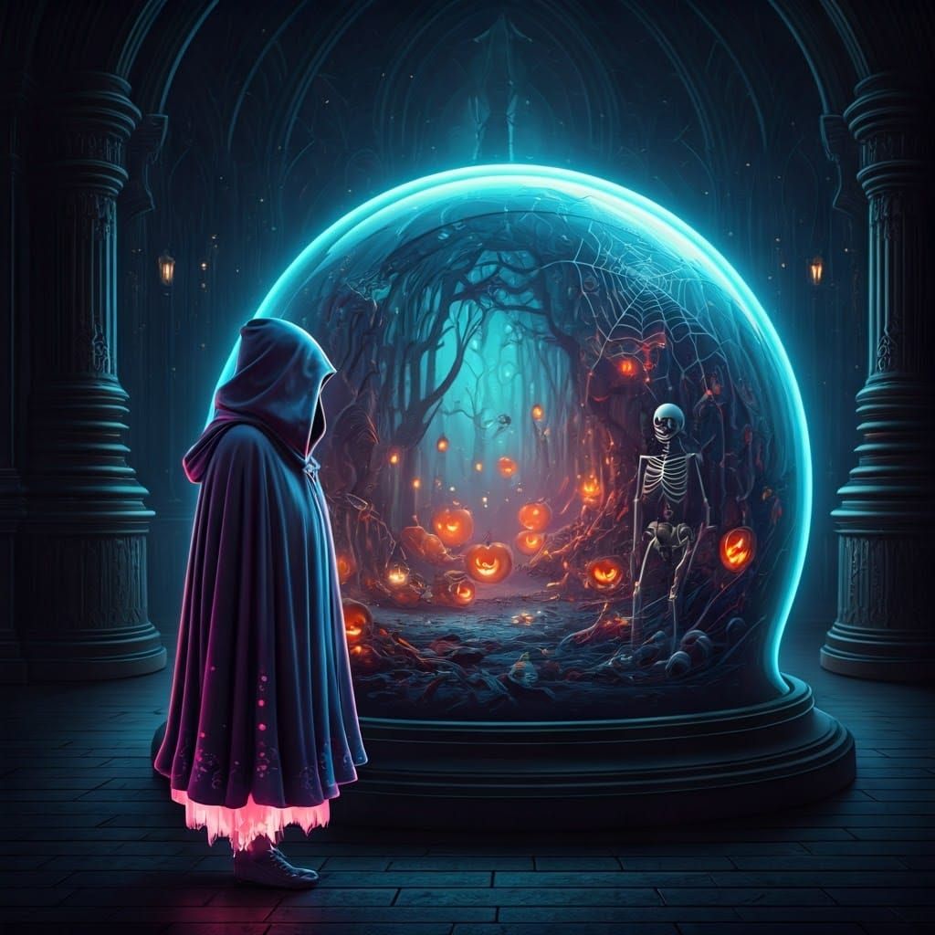 Ghostly Spirit Gazing at Halloween Dome