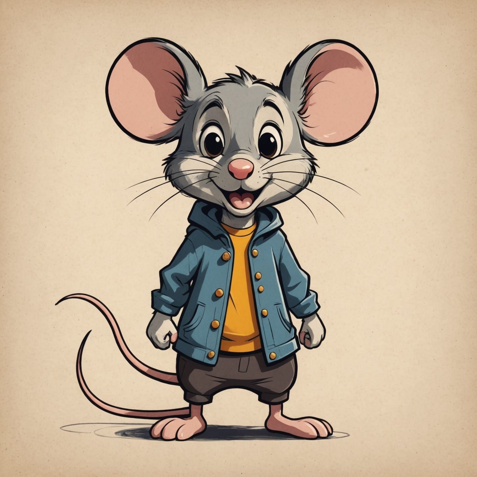 Disney Style Cartoon Mouse 2D Sketch