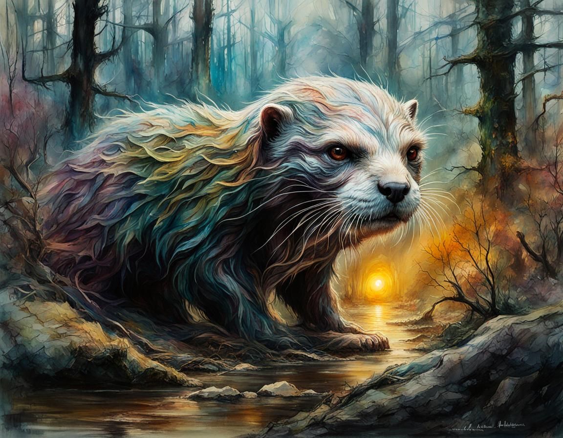 Macabre Body Horror Monster in Forest Art Style