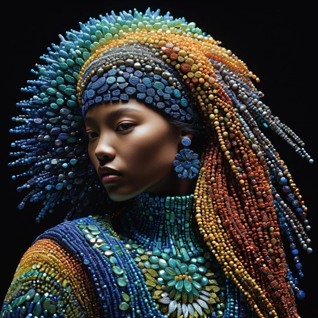 Intricate 3D Bead Art with Dynamic Colors