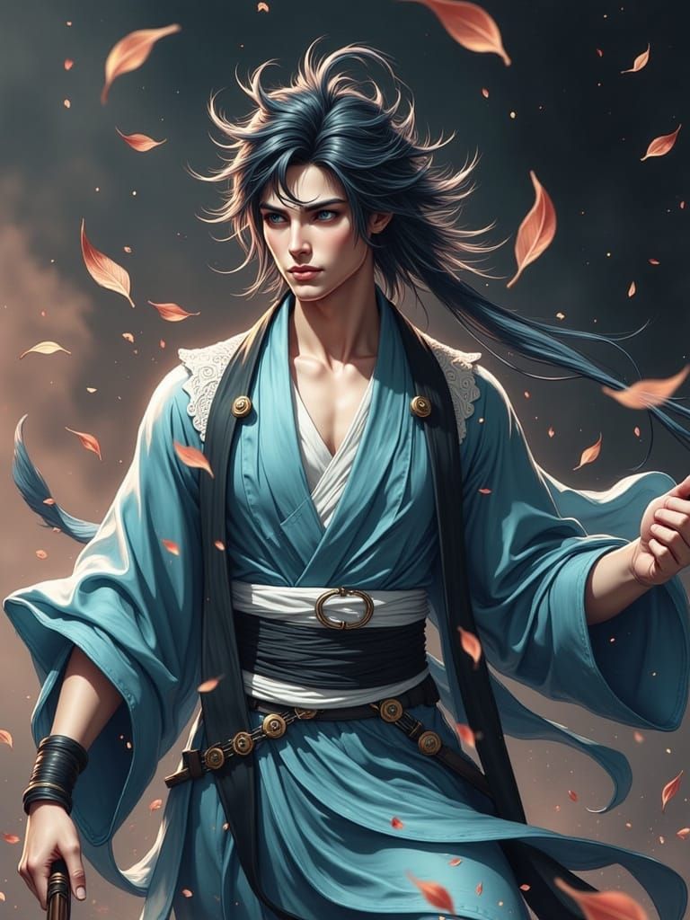 Surreal Concept Art of Handsome Wind Cultivator in Whimsical...