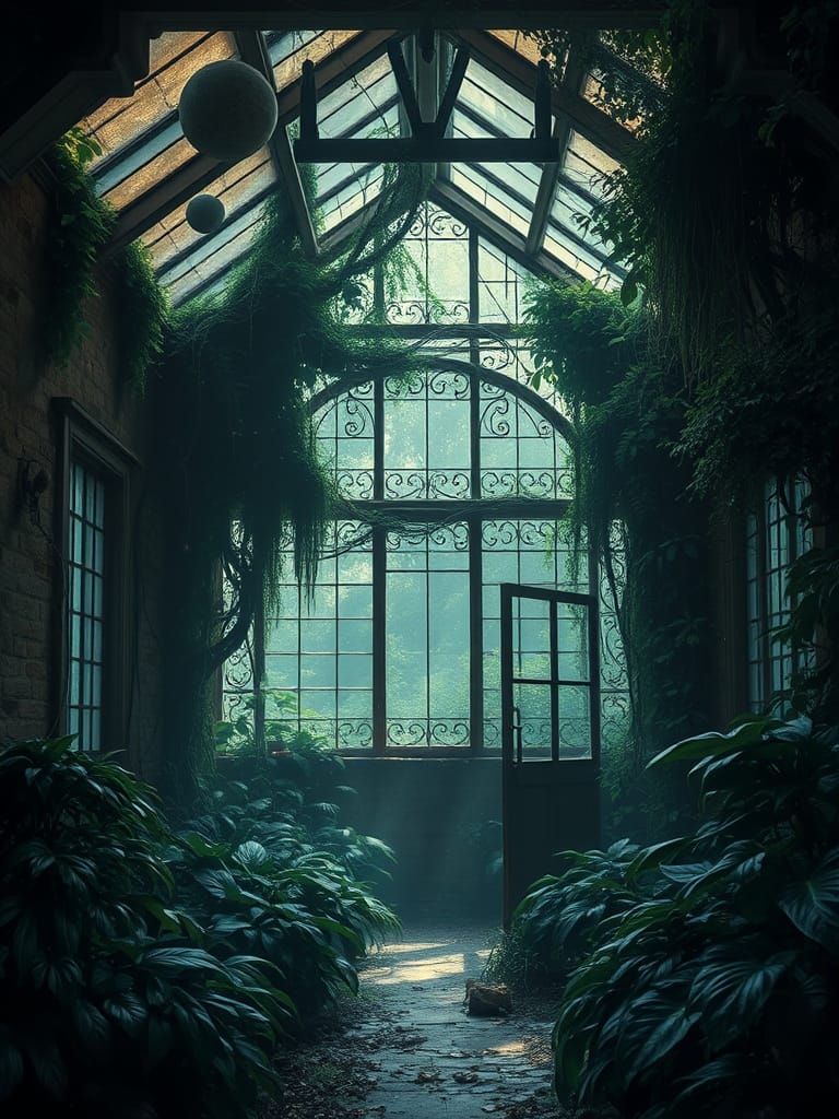 Forgotten Antique Greenhouse Enveloped by Mystical Forest