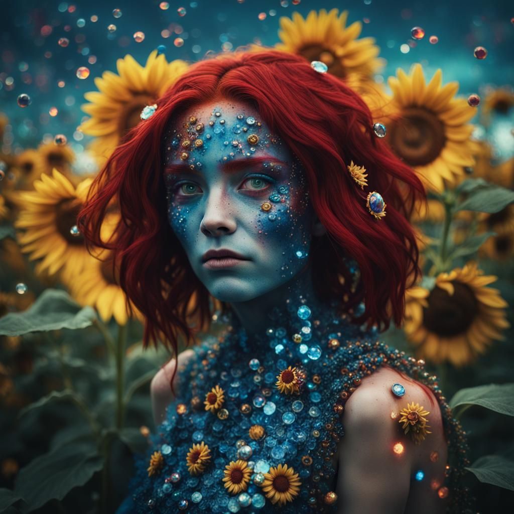 Mystique Portrait in Galactic Oasis, Hyperrealism