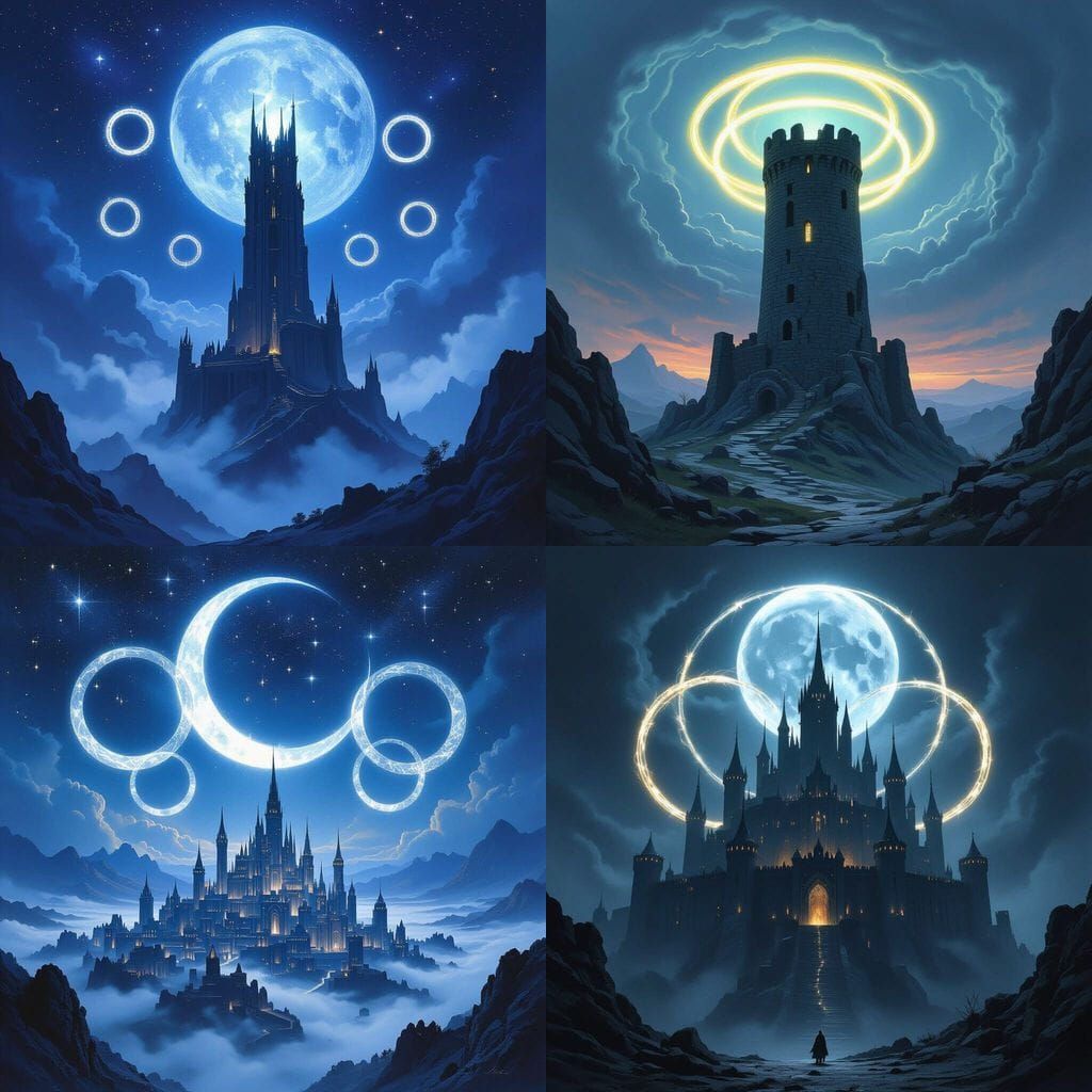 Minas Ithil and Seven Rings in Epic Fantasy Art