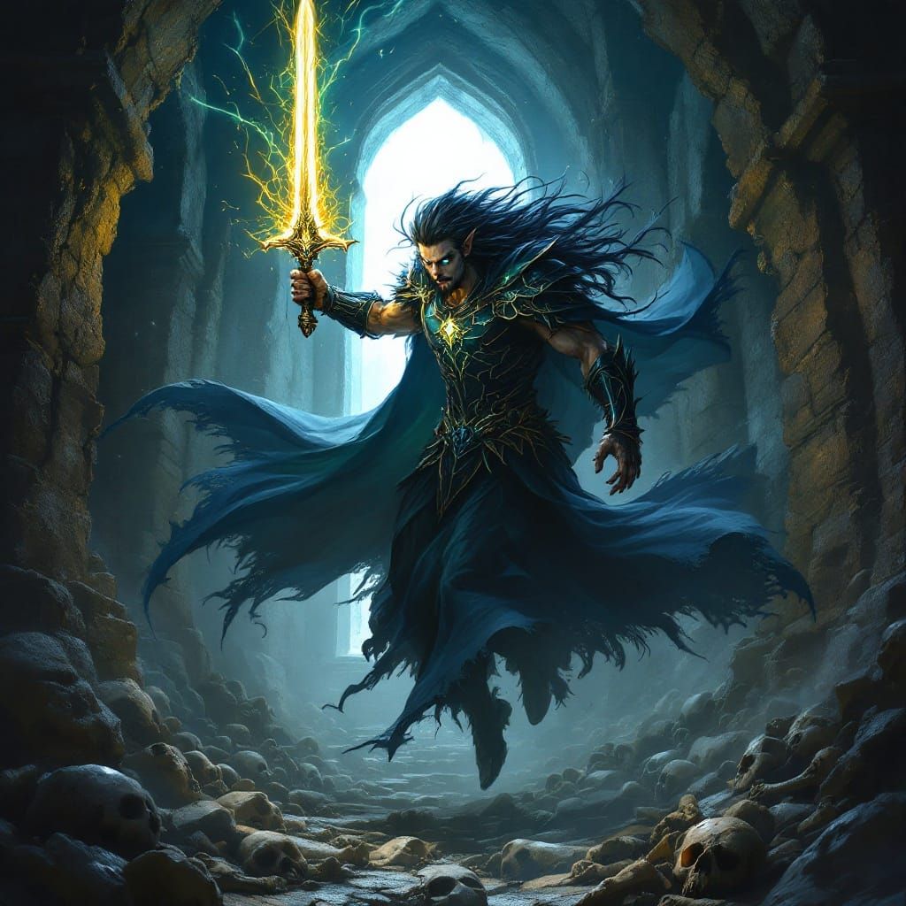 Ethereal Elf-Lord Battles Grotesque Ghoul-Prince in Haunting...