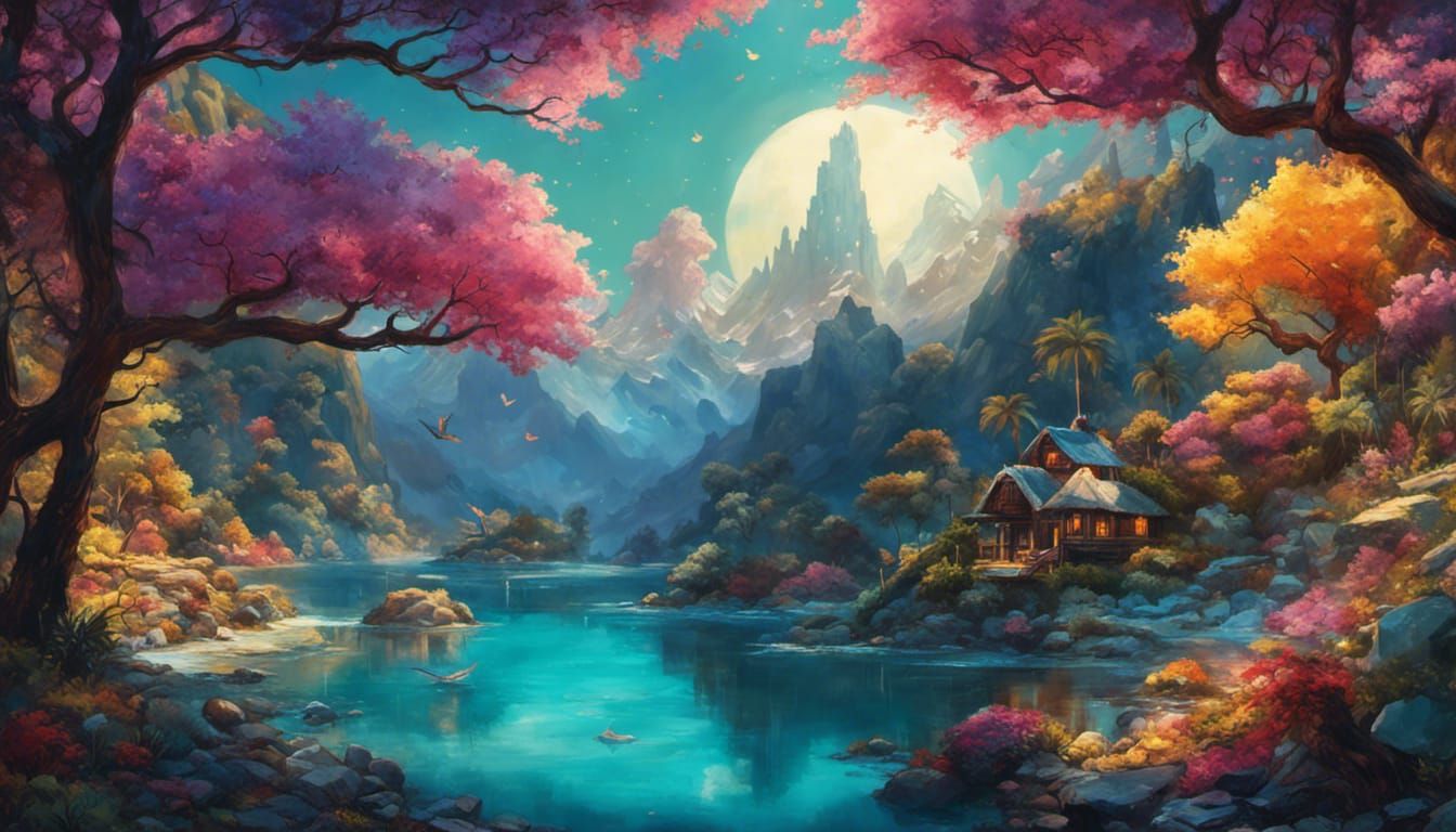 Glittering Mermaid Under Stars: Surreal 3D Art