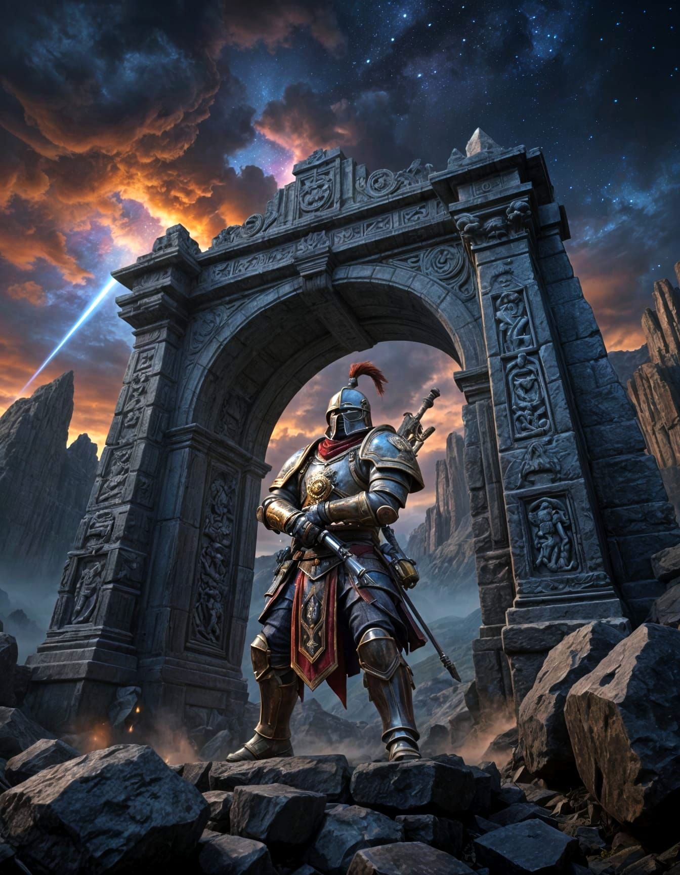 Landsknecht Guardian at Astral Gateway: Dark Fantasy