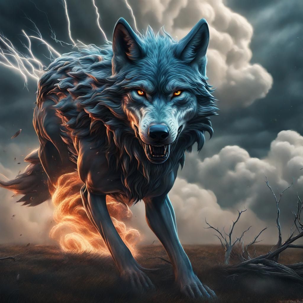 Wolf Tornado Tattoo Design: Detailed Fantasy Art