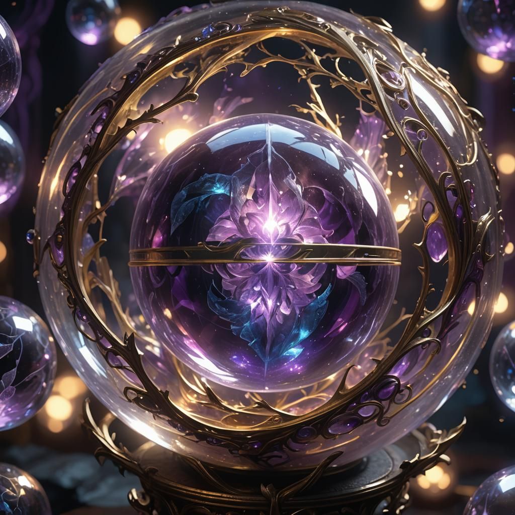Glowing Crystal Orb of Vision in Mystical Chamber