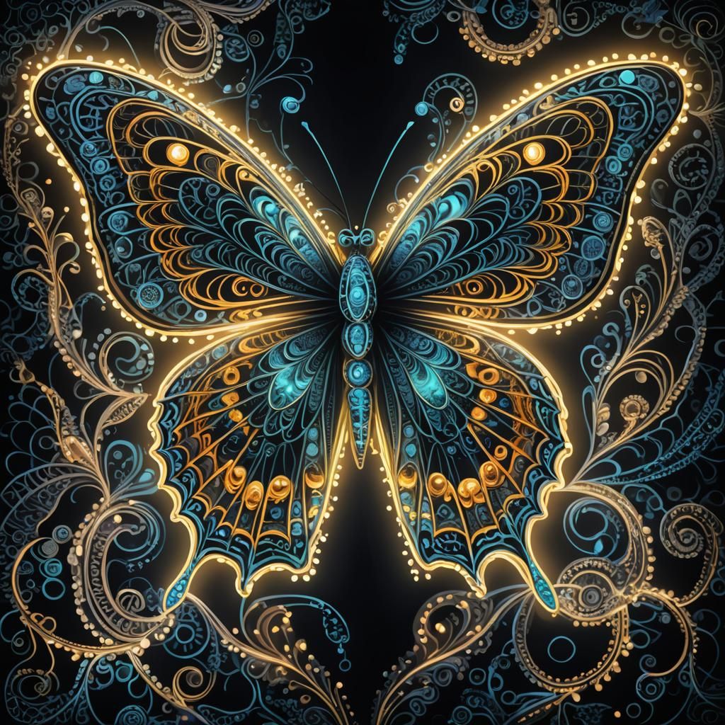 Bioluminescent Fiber Optic Butterfly Light Painting