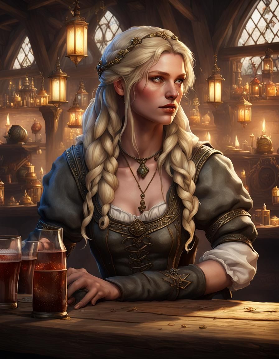 Medieval Tavern Wench in Dark Fantasy Style