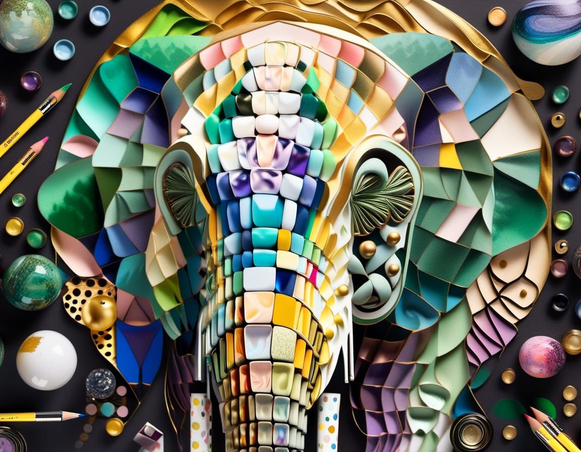 Eclectic Collage of Styles with Surreal and Lush Elements