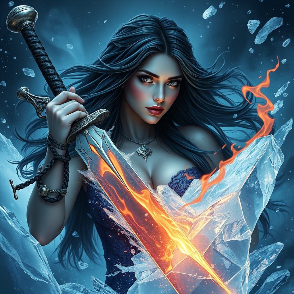 Ice Warrior Portrait in Dark Fantasy Style