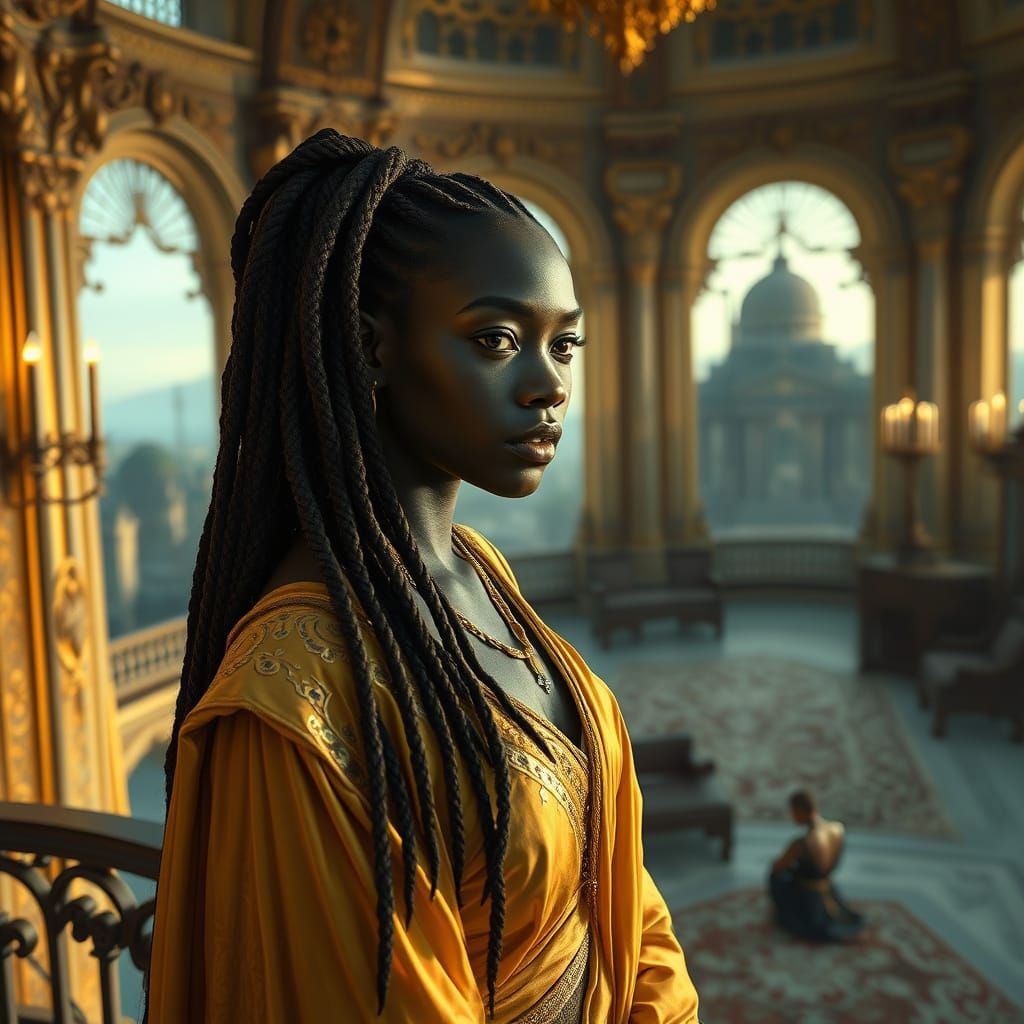 Ornate Palace: Dark Skinned Princess in Digital Matte Painti...