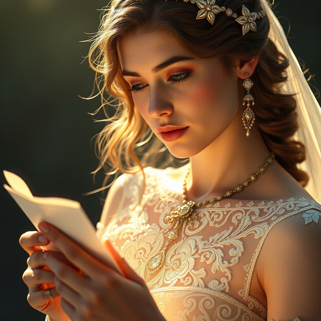 Persian Woman with Golden Jewelry, Hyperrealistic Rendering