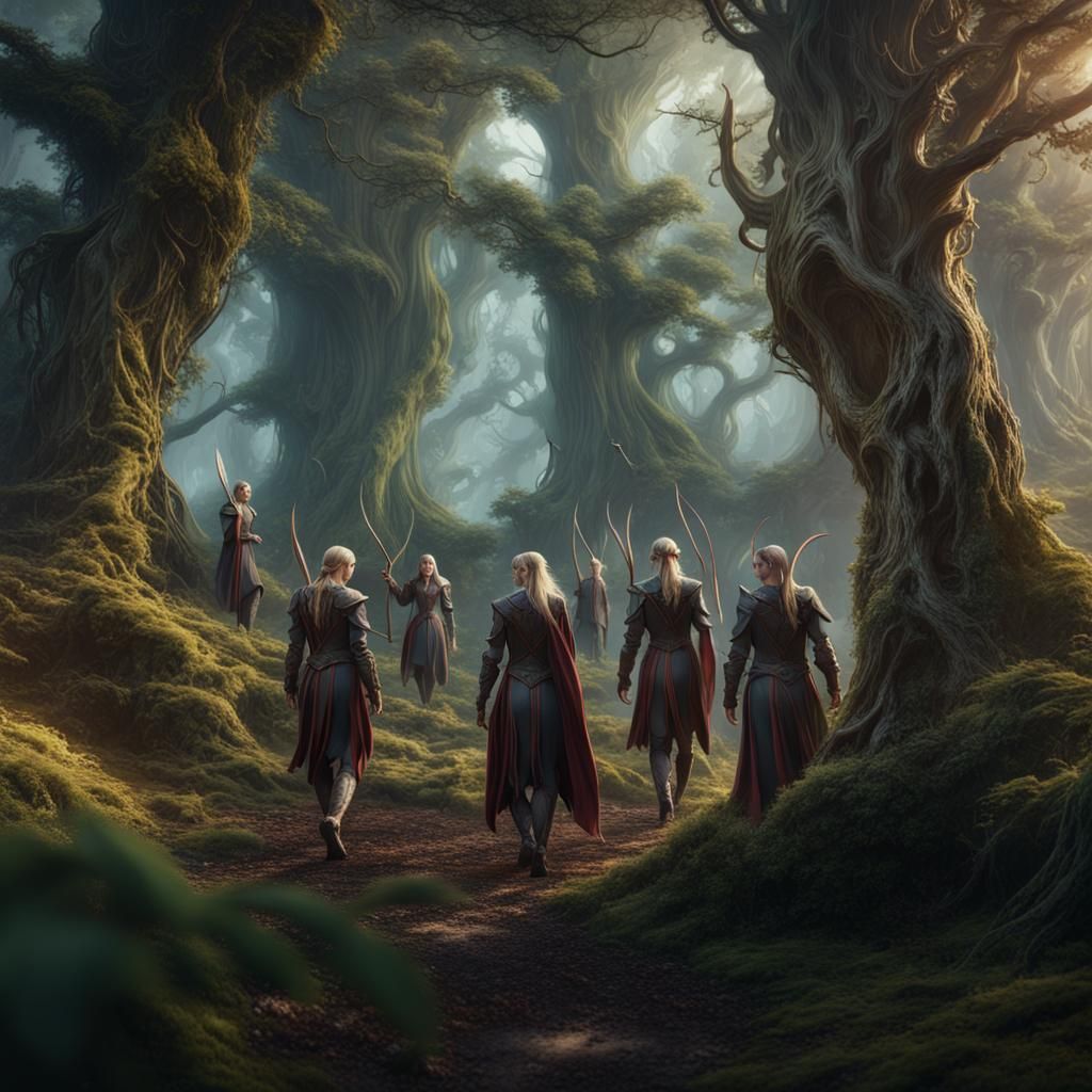 Elves Training in Mirkwood: Fantasy Concept Art