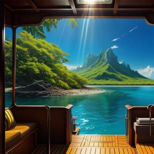 Sailboat to Lagoon: Photorealistic Ocean Landscape