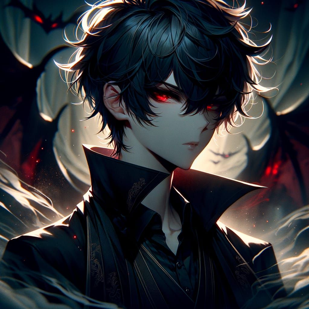 Mysterious Demon Boy in Anime Style